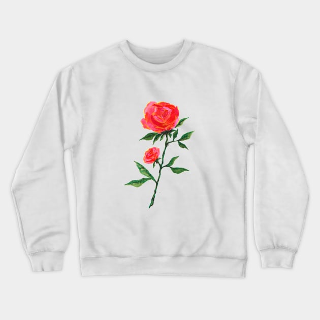 Red Rose Watercolor Crewneck Sweatshirt by ZeichenbloQ